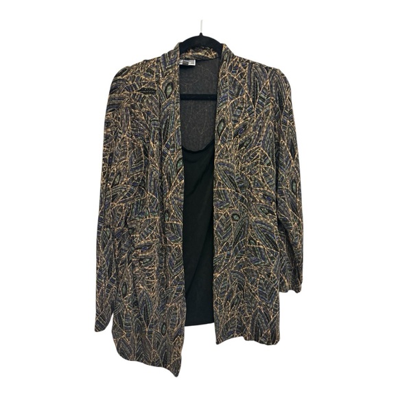 Vintage 90s JM Collection Metallic Leaf Open Jacket Plus 1X Macy’s Y2K - Picture 1 of 5